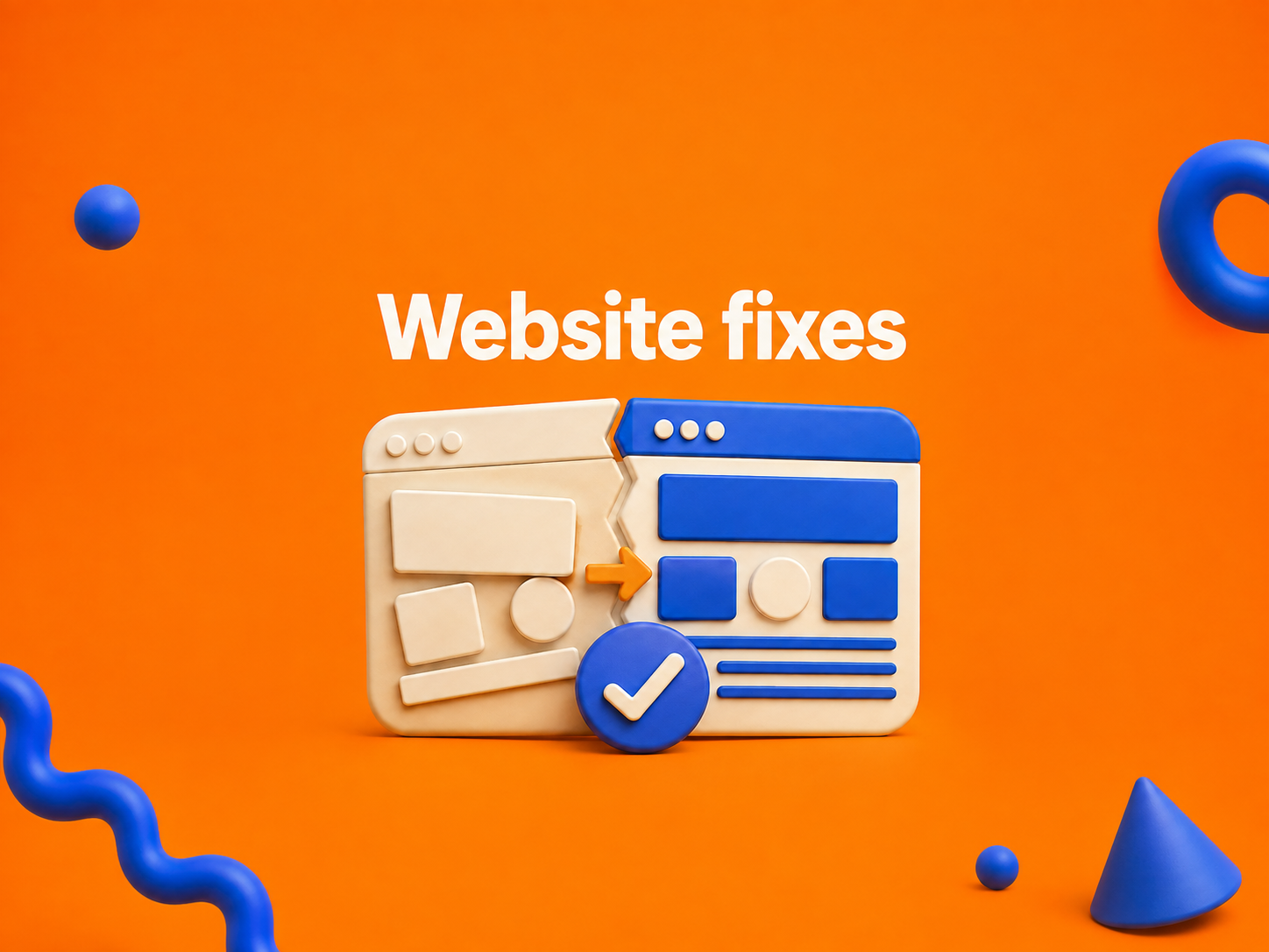 Orange and blue illustration of a website repair